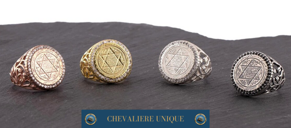 bague chevaliere sceau de salomon : Chevalière Unique