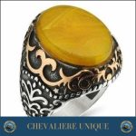 Chevalière homme agate naturelle pur style élégance (EY1327) - Chevalière Royale 