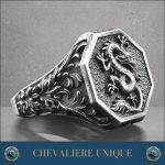 Chevalière Dragon Chinoise en Argent Massif Homme-Chevaliere HOMME- 